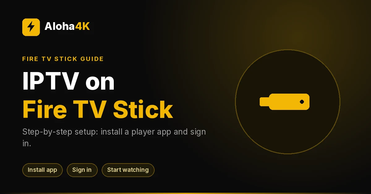 Amazon Fire TV Stick plugged into a TV showing an IPTV player login screen