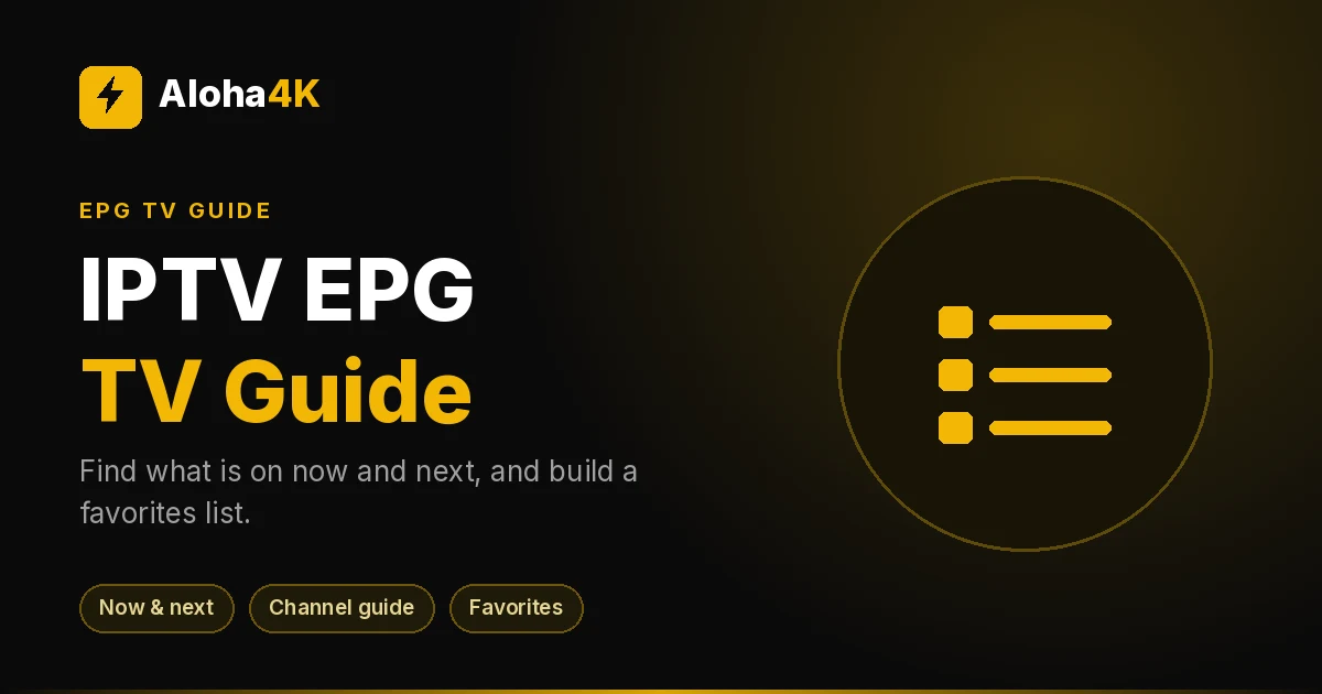 Electronic program guide grid on a TV screen with channels and show times