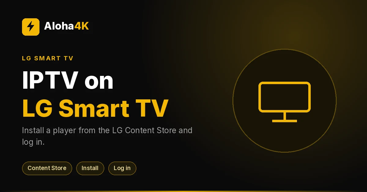 LG-style Smart TV with a pointer remote showing an IPTV app on the home screen